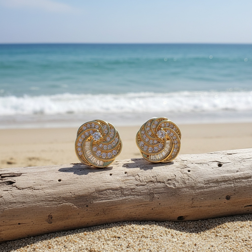 Premium Synthetic Zirconia Earrings with Dynamic Light Effects
